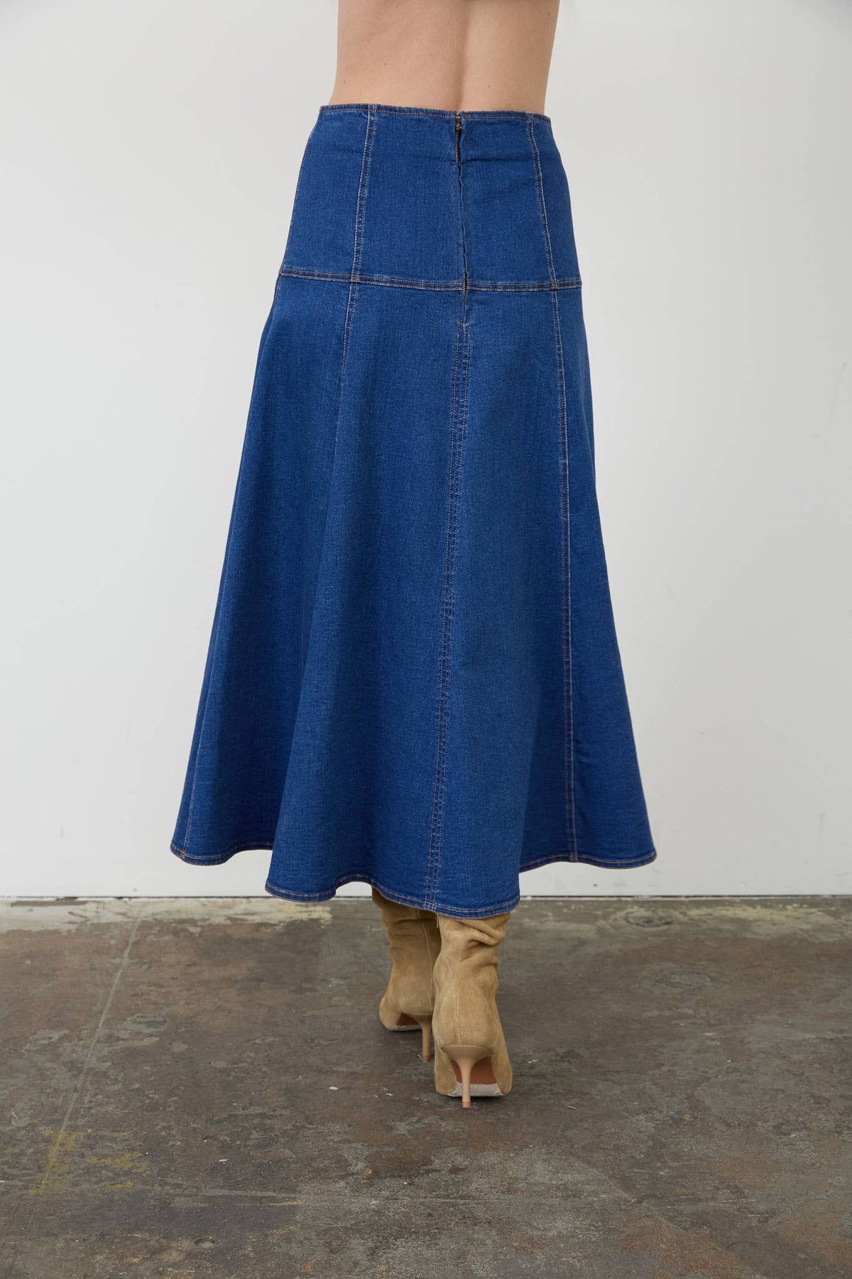 Lilliana Midi Skirt - Denim-Hand In Pocket