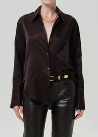 Citizens of Humanity Camilia Shirt - Chocolate-Hand In Pocket