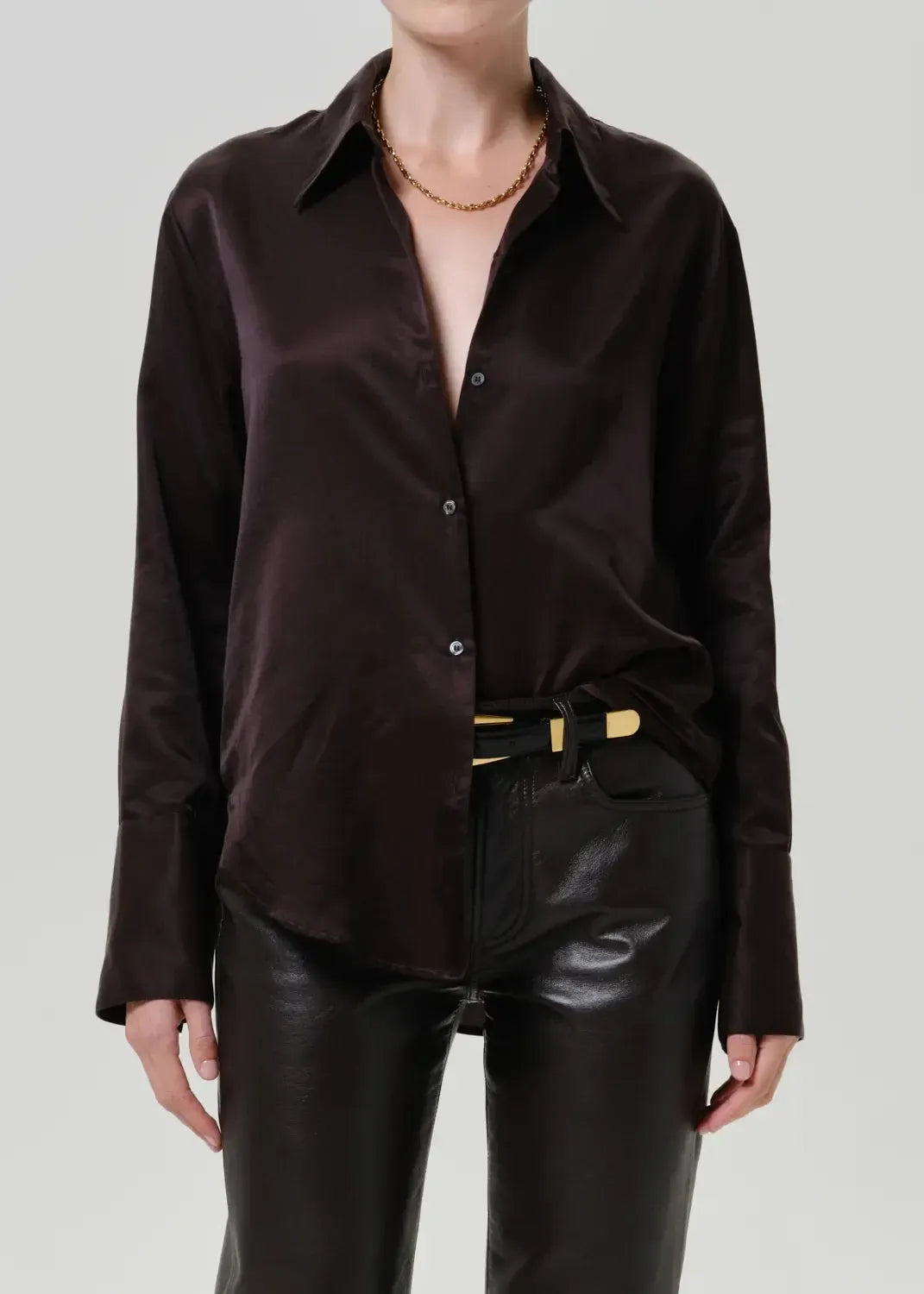 Citizens of Humanity Camilia Shirt - Chocolate-Hand In Pocket