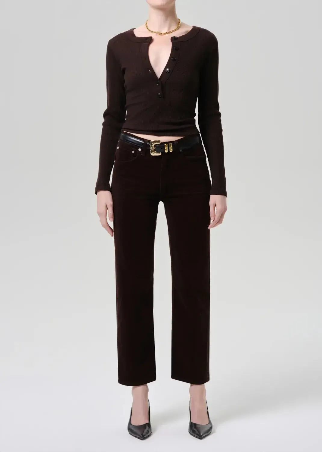 Citizens of Humanity Varra Henley - Chocolate-Hand In Pocket