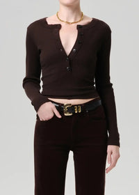 Citizens of Humanity Varra Henley - Chocolate-Hand In Pocket