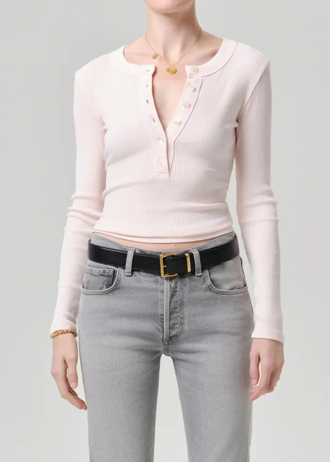 Citizens of Humanity Varra Henley - Pink Peppercorn-Hand In Pocket
