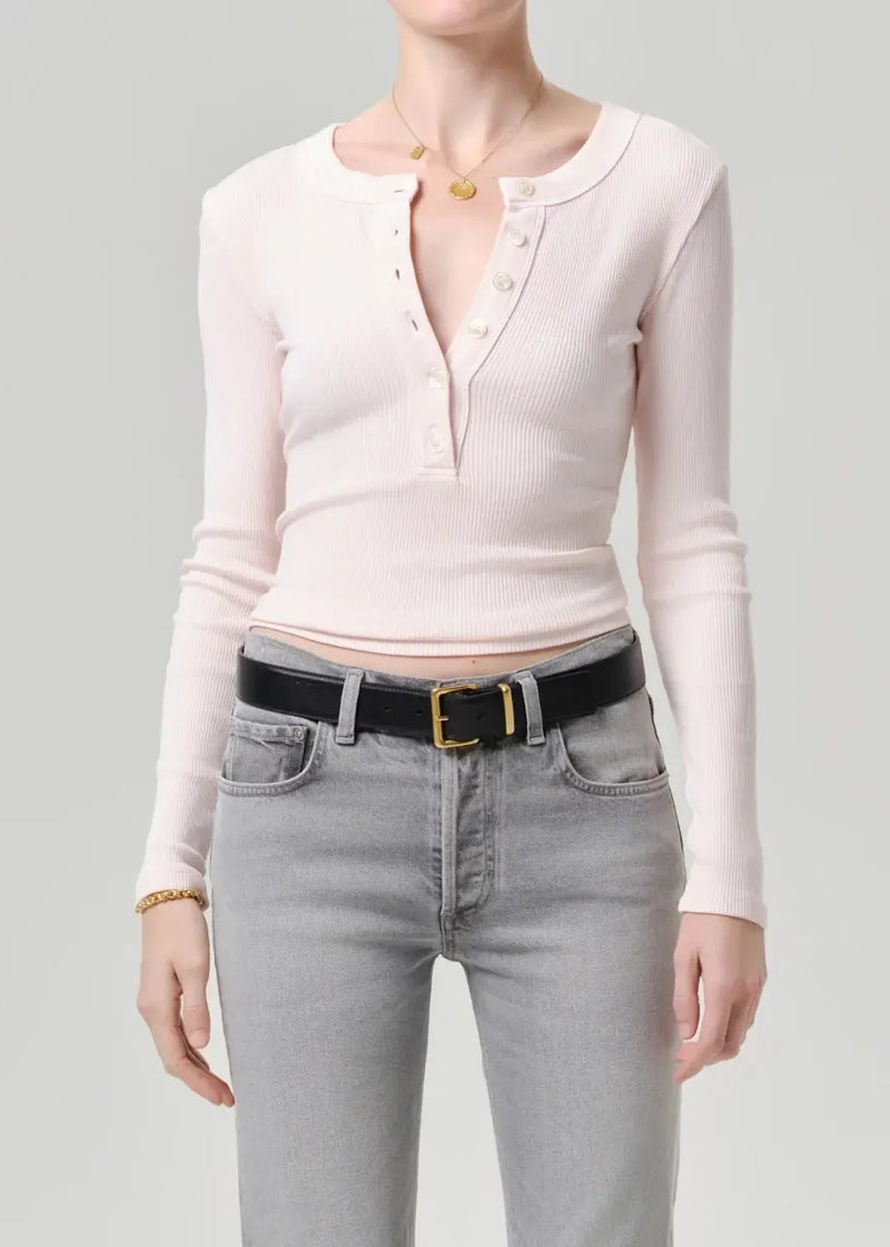 Citizens of Humanity Varra Henley - Pink Peppercorn-Hand In Pocket