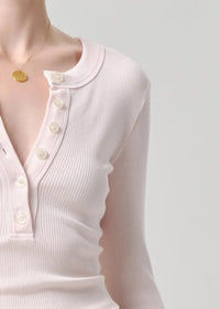 Citizens of Humanity Varra Henley - Pink Peppercorn-Hand In Pocket
