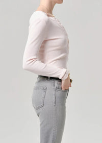 Citizens of Humanity Varra Henley - Pink Peppercorn-Hand In Pocket