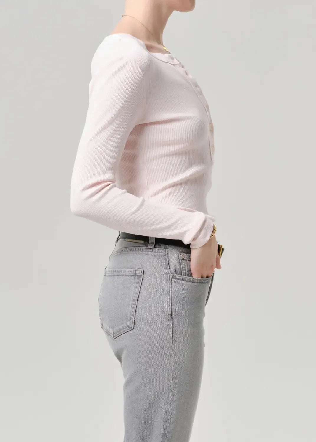 Citizens of Humanity Varra Henley - Pink Peppercorn-Hand In Pocket