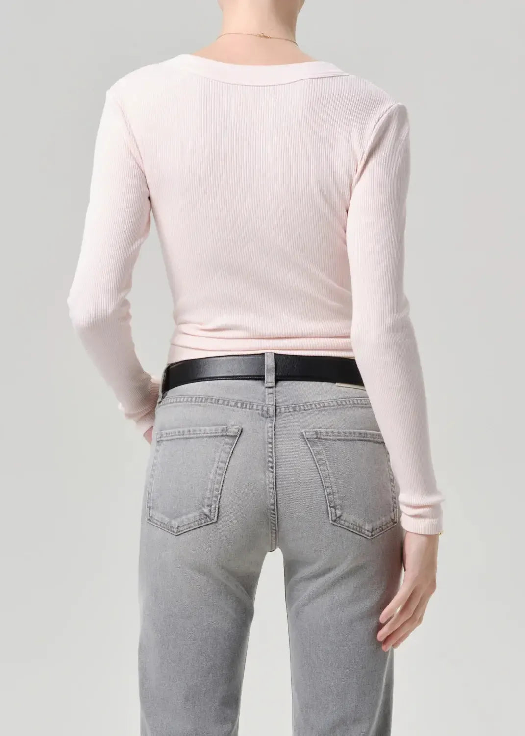 Citizens of Humanity Varra Henley - Pink Peppercorn-Hand In Pocket