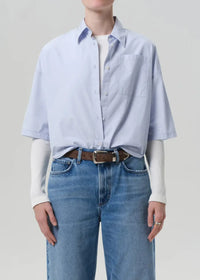 Citizens of Humanity Frances Cape Button Up - Baby Blue-Hand In Pocket