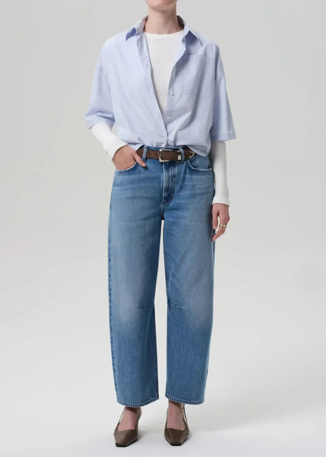 Citizens of Humanity Frances Cape Button Up - Baby Blue-Hand In Pocket