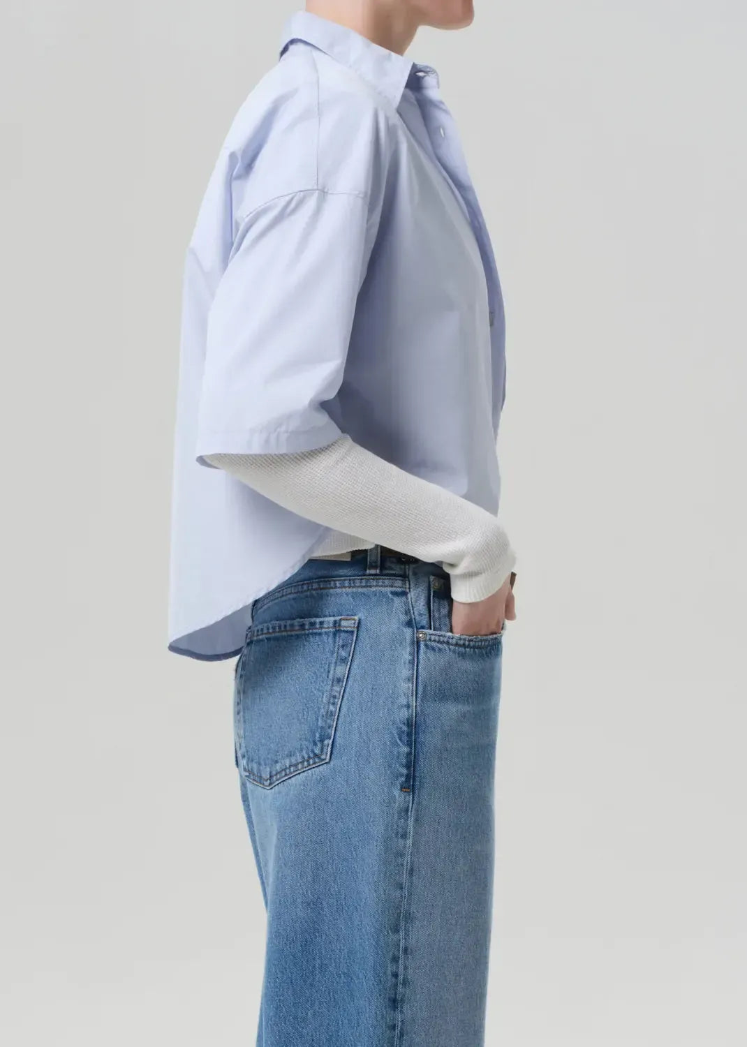 Citizens of Humanity Frances Cape Button Up - Baby Blue-Hand In Pocket