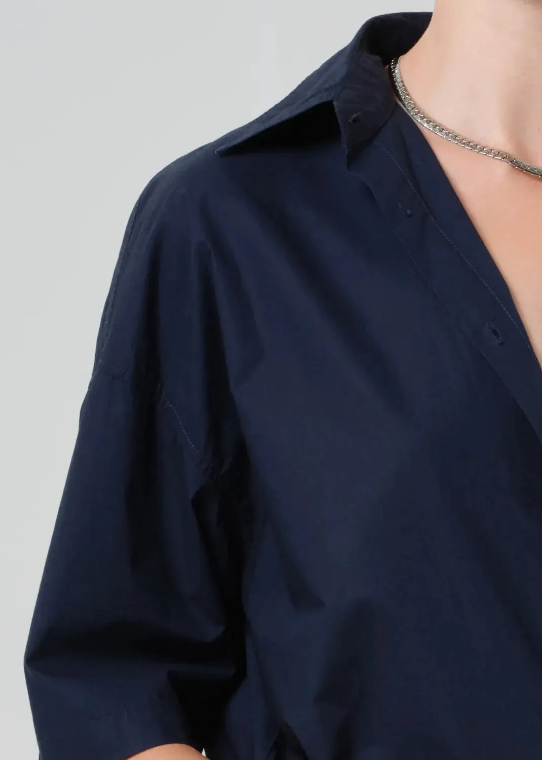 Citizens of Humanity Frances Cape Button Up - Navy-Hand In Pocket