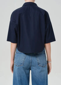 Citizens of Humanity Frances Cape Button Up - Navy-Hand In Pocket