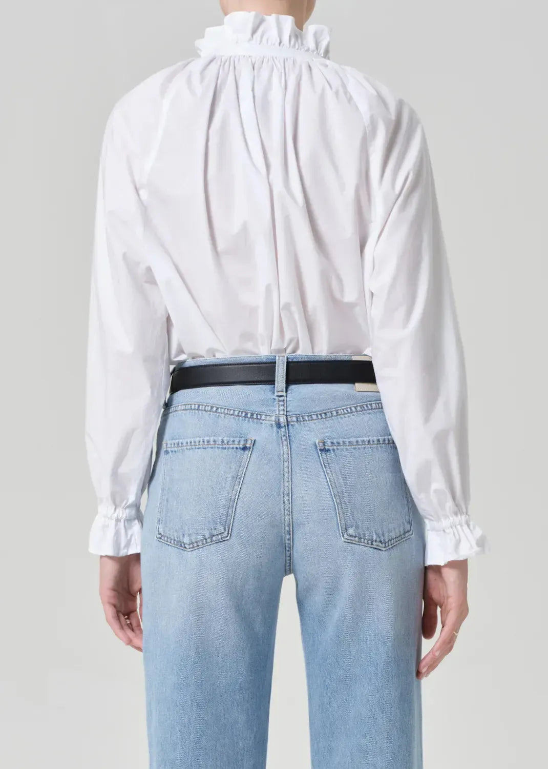 Citizens of Humanity Loretta Ruffle Top - Optic White-Hand In Pocket