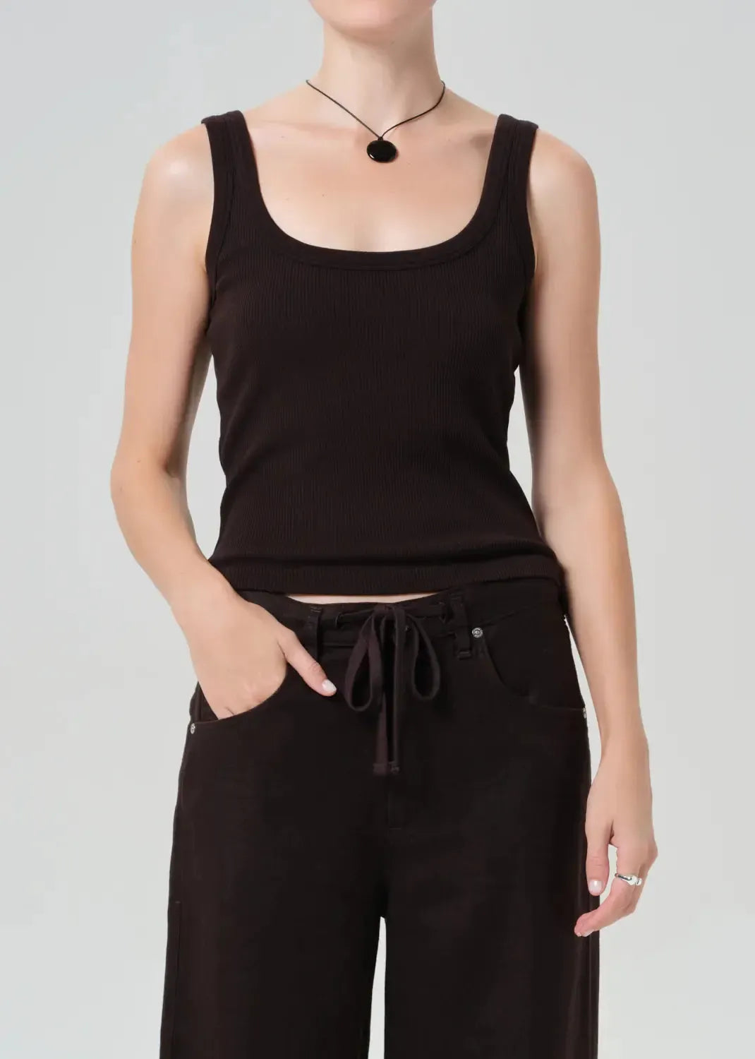 Citizens of Humanity Faye Tank - Chocolate-Hand In Pocket