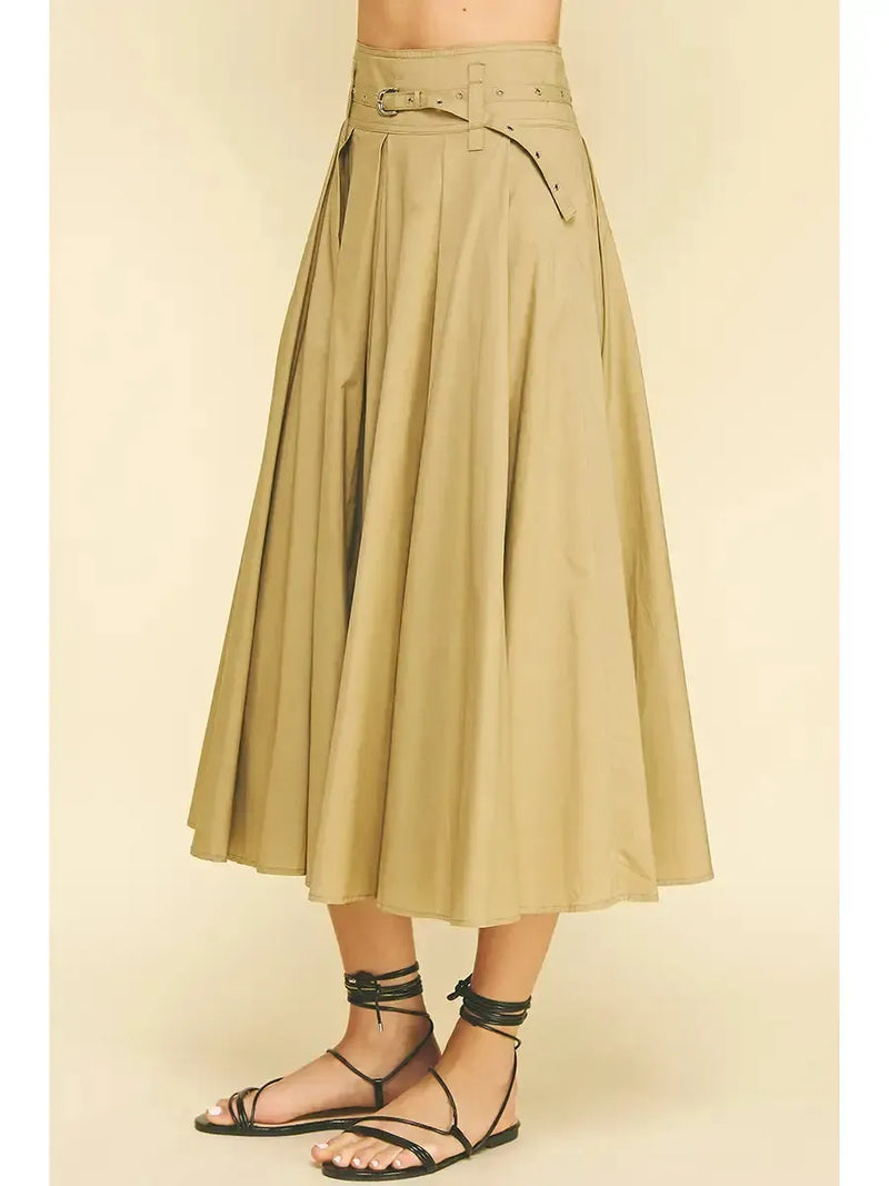 Monaco Khaki Skirt- Khaki-Hand In Pocket