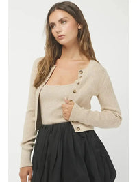 Connor Cardigan and Cami Set - Khaki-Hand In Pocket