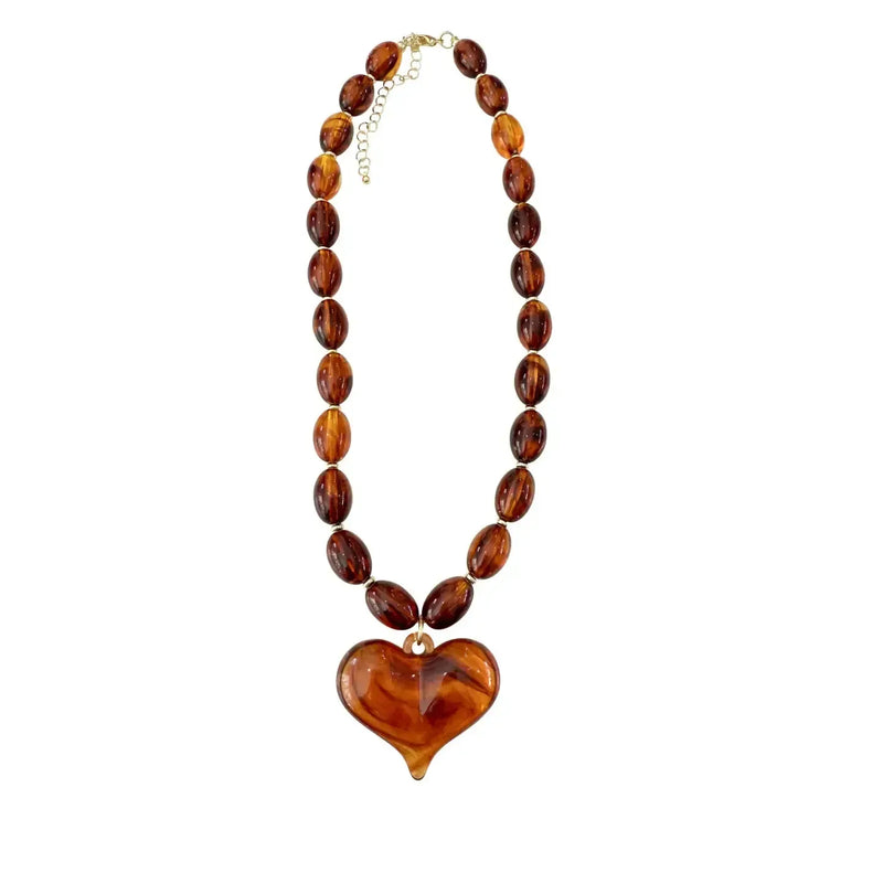Roxie Tortoise Pendant Heart Necklace-Hand In Pocket