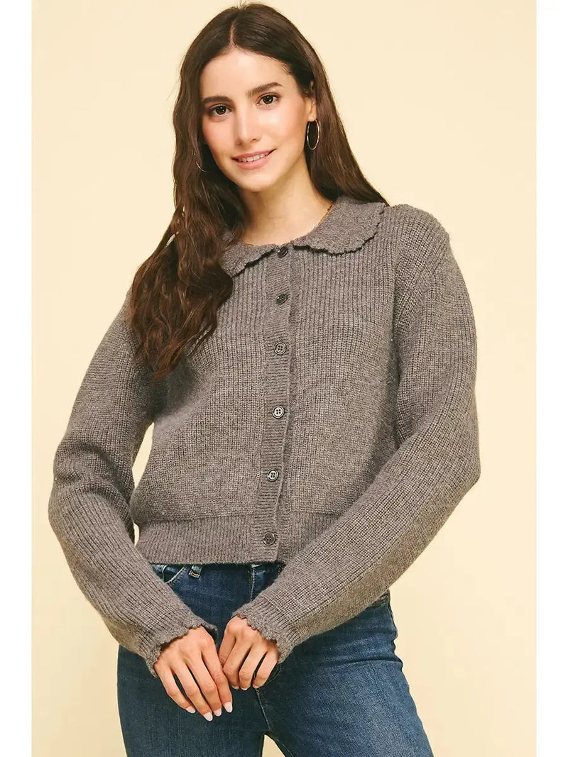 Bettina Cardigan- Heather Grey-Hand In Pocket