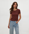 Michael Stars Mimi Crop Tee - Espresso-Hand In Pocket