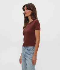 Michael Stars Mimi Crop Tee - Espresso-Hand In Pocket