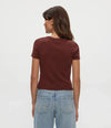 Michael Stars Mimi Crop Tee - Espresso-Hand In Pocket