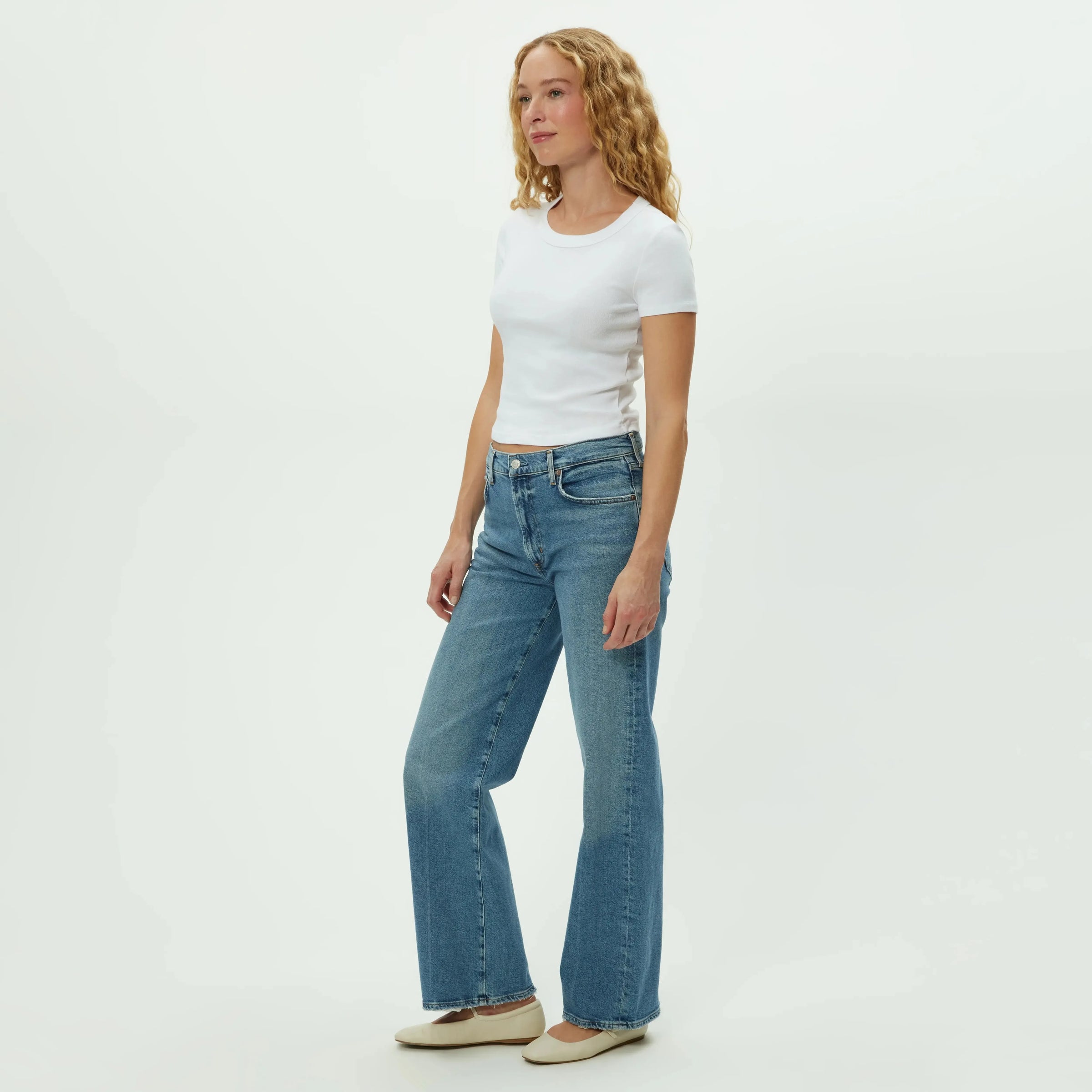 Mimi Crop Tee - White-Hand In Pocket