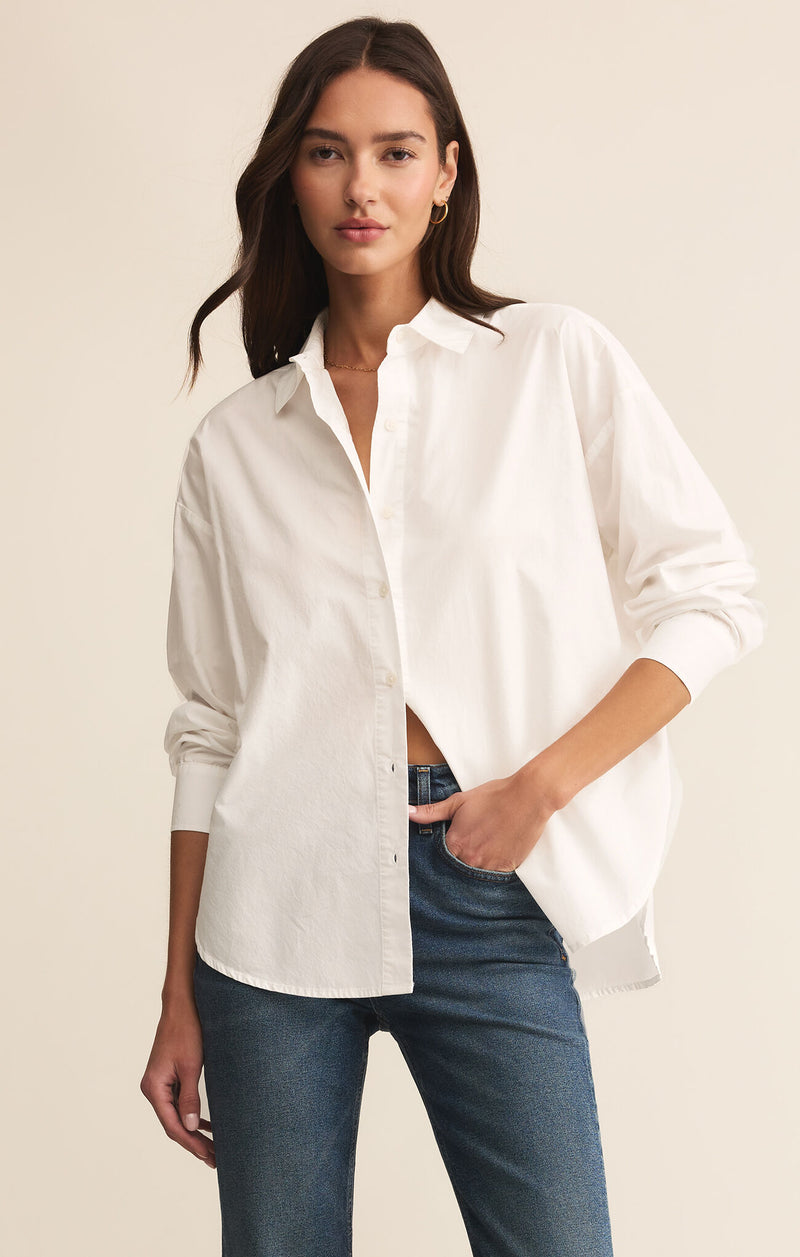 Z Supply Elevated Poplin Shirt-White