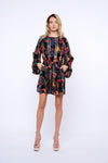 Ciebon Odette Bubble Sleeve Mini Dress - Black Multi
