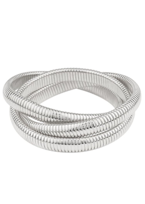 Daija 3 Row Herringbone Layered Bracelet-Silver-Hand In Pocket