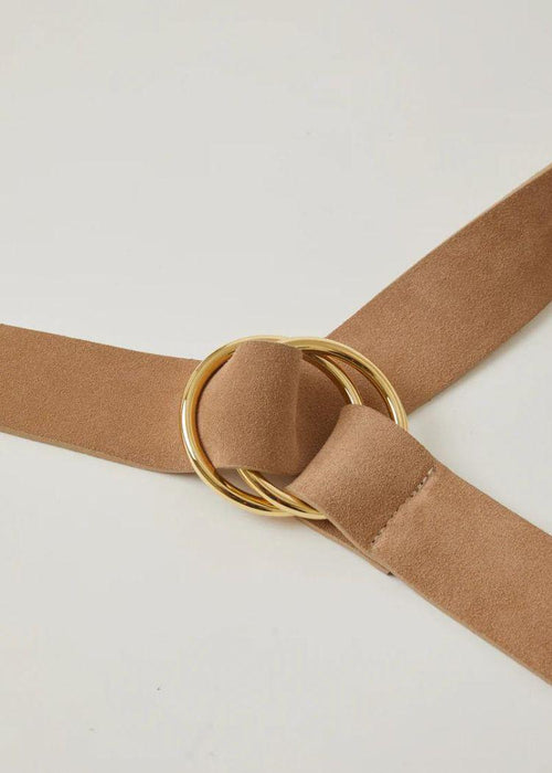 Tumble Suede Belt- Sand Gold
