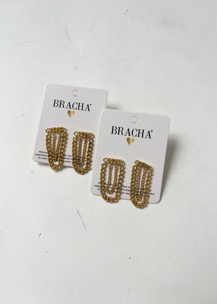 Bracha Lou Chain Earrings-Hand In Pocket