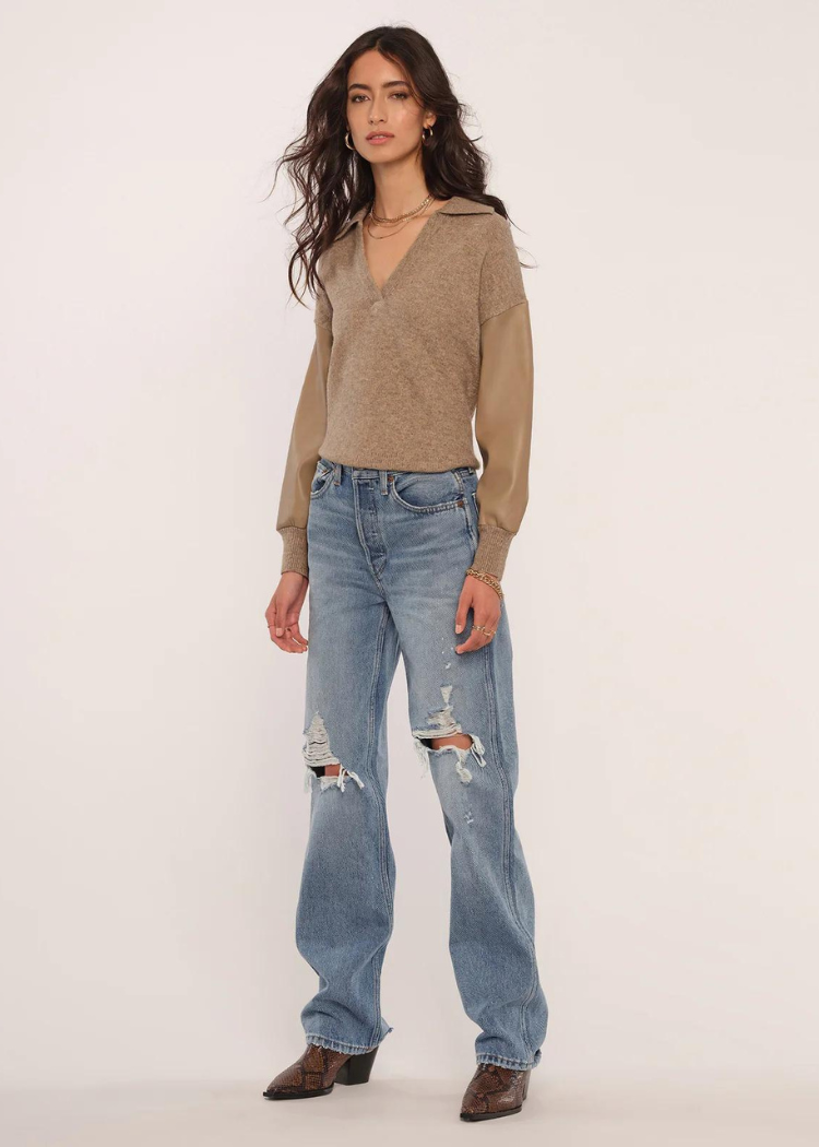 Heartloom Mia Collared Pullover Sweater-Hand In Pocket