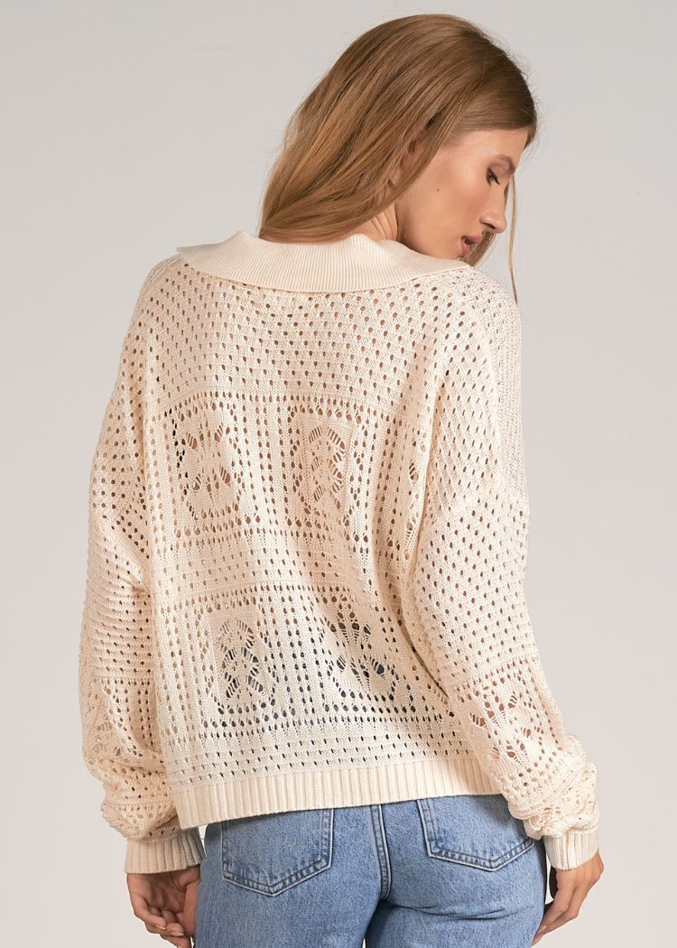 Serena Knit Collard Sweater-Hand In Pocket