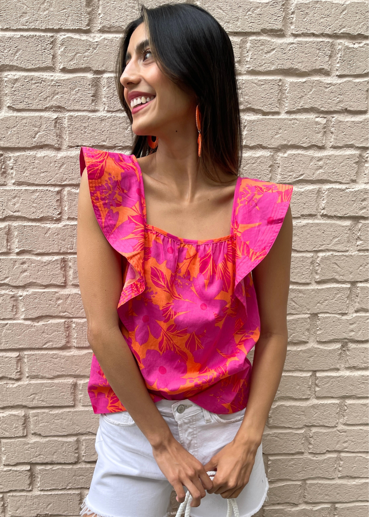 Flora Ruffle Sleeve Top-***FINAL SALE***-Hand In Pocket