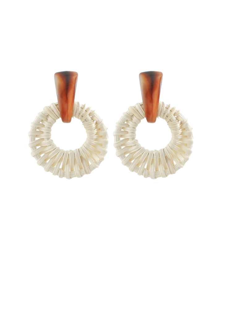 Femi Raffia Drops-Ivory-Hand In Pocket