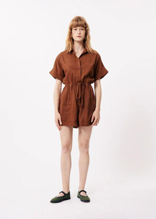 FRNCH Lily Woven Romper-Hand In Pocket