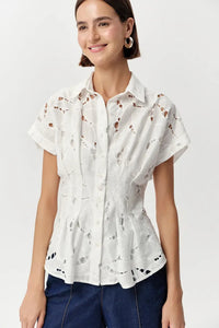 Exquise Adalene Cutwork Shirt - Bone-Hand In Pocket