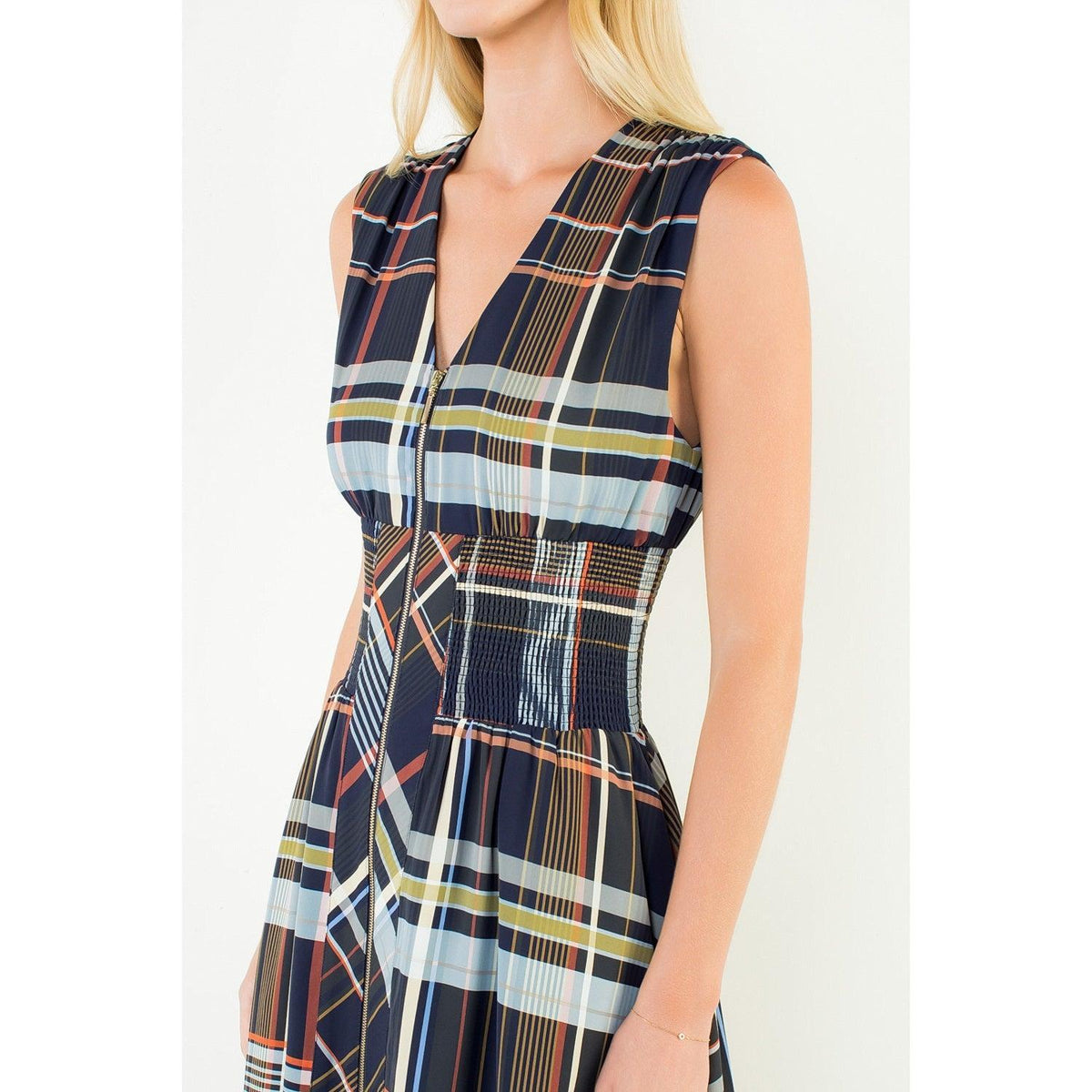 THML Blake Dress - Navy-Hand In Pocket