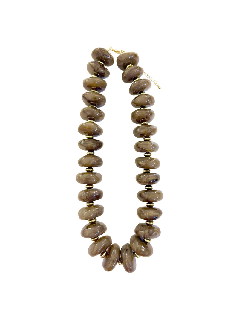 Randi Chunky Beaded Necklace- Mocha-Hand In Pocket