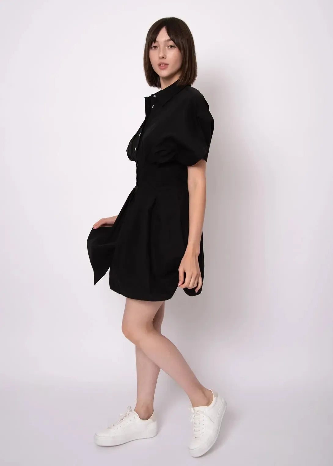 RD Style Lorine Poplin Shirt Dress - Black-Hand In Pocket