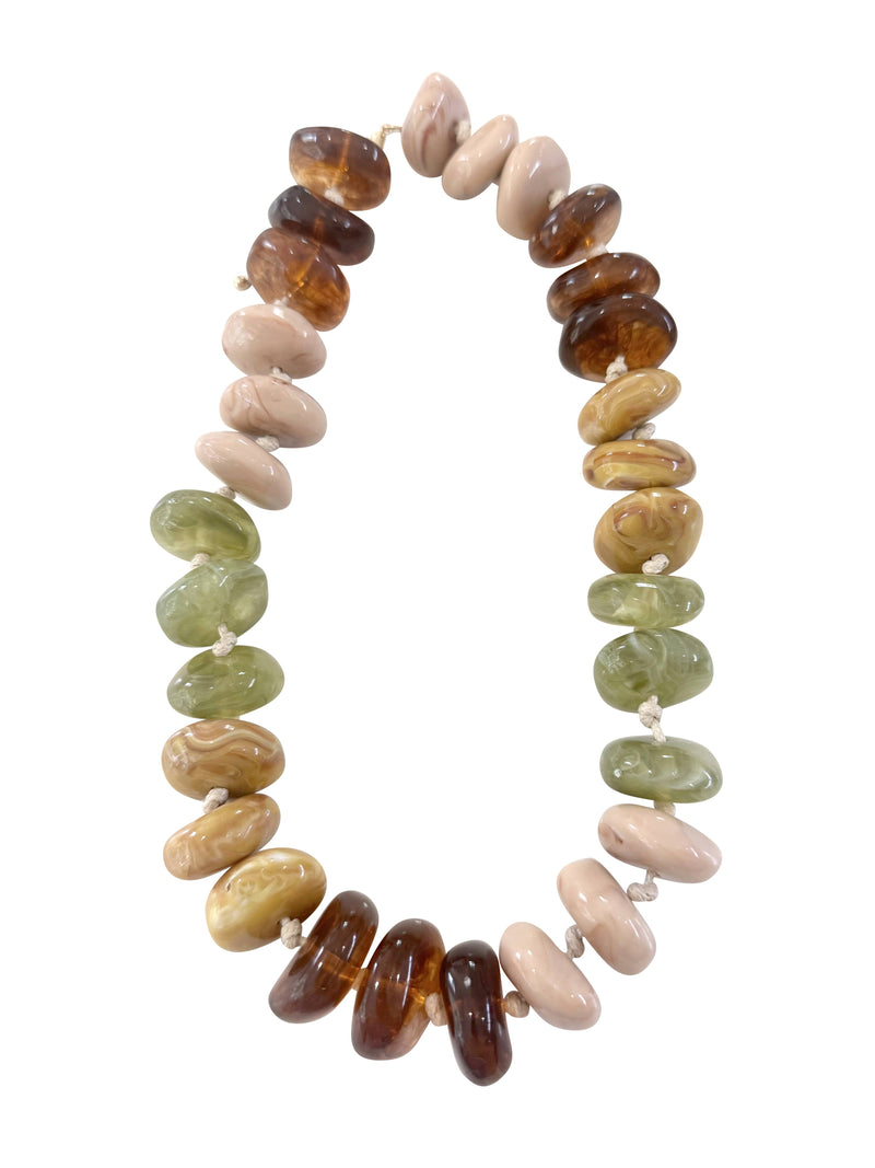 Delray Chunky Beaded Necklace - Tortoise/Chartreuse Mix-Hand In Pocket