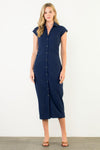 THML Leena Ruched Dress - Navy-Hand In Pocket