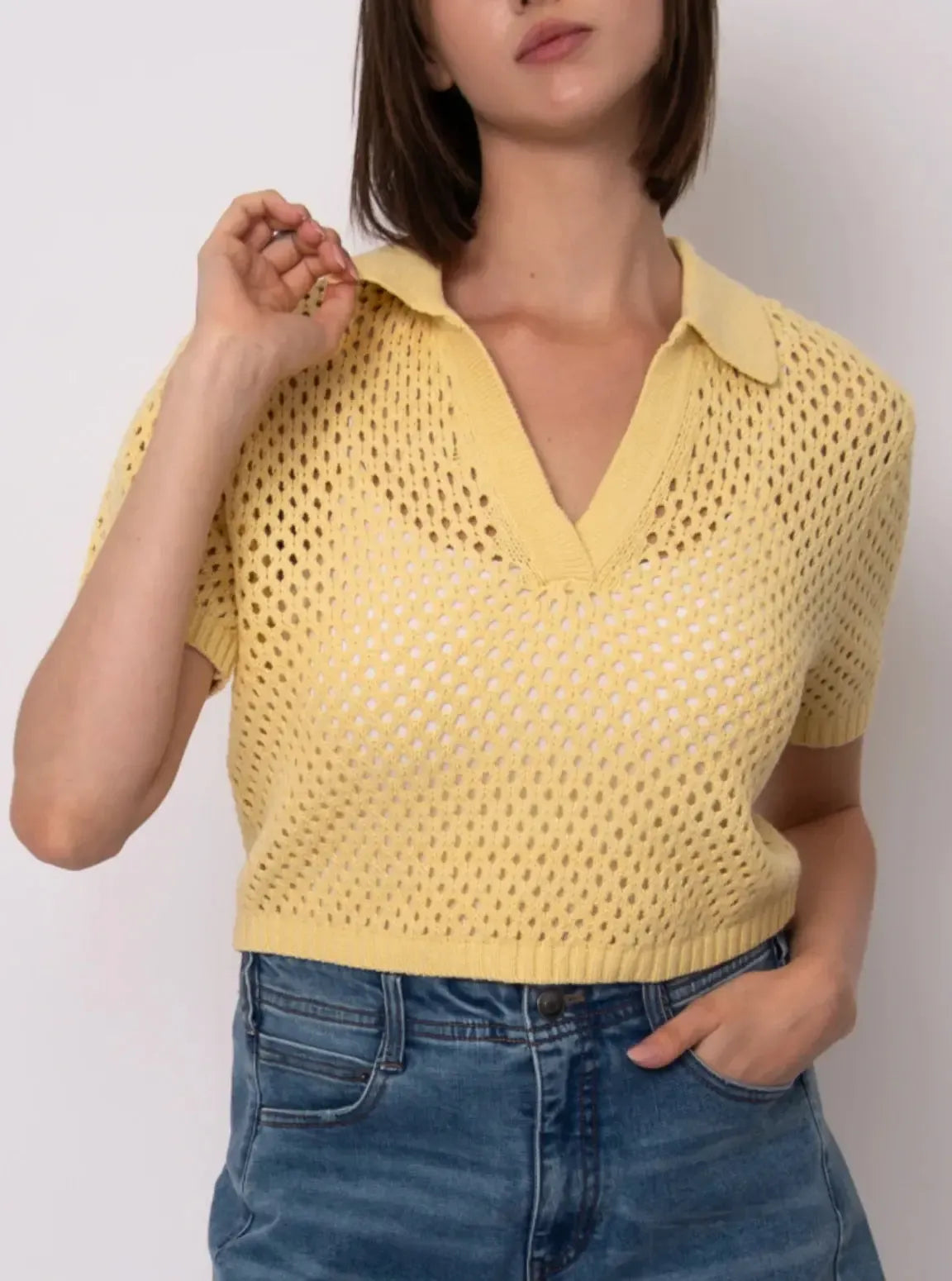 RD Style Cadhla Knit Top - Corn-Hand In Pocket