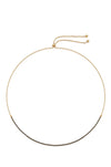 Black Crystal Tennis Necklace with 18k Gold Plating / One Size