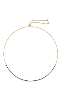 Black Crystal Tennis Necklace with 18k Gold Plating / One Size