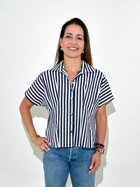 THML Avery Striped Top - Blue-Hand In Pocket