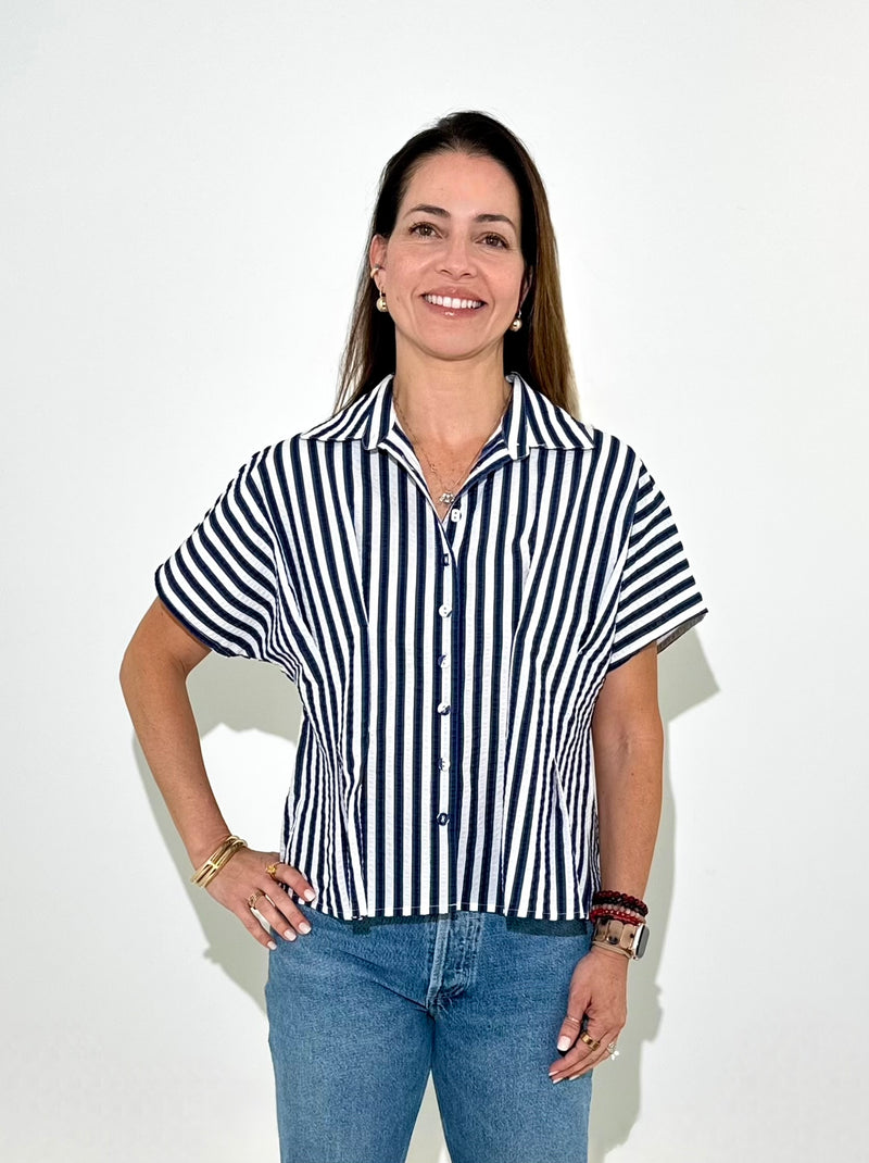THML Avery Striped Top - Blue-Hand In Pocket
