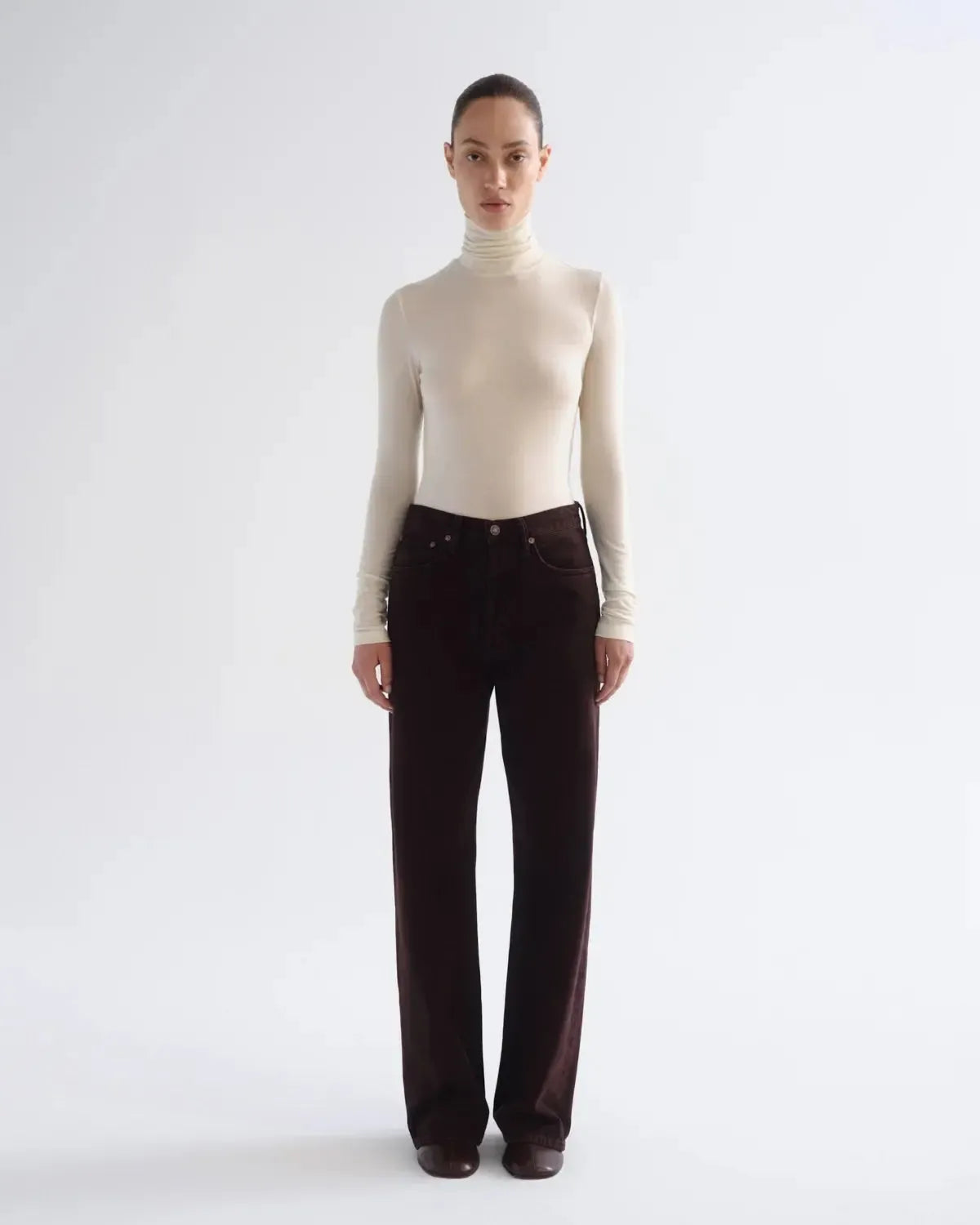 Agolde Pascale Turtleneck - Oat Milk-Hand In Pocket