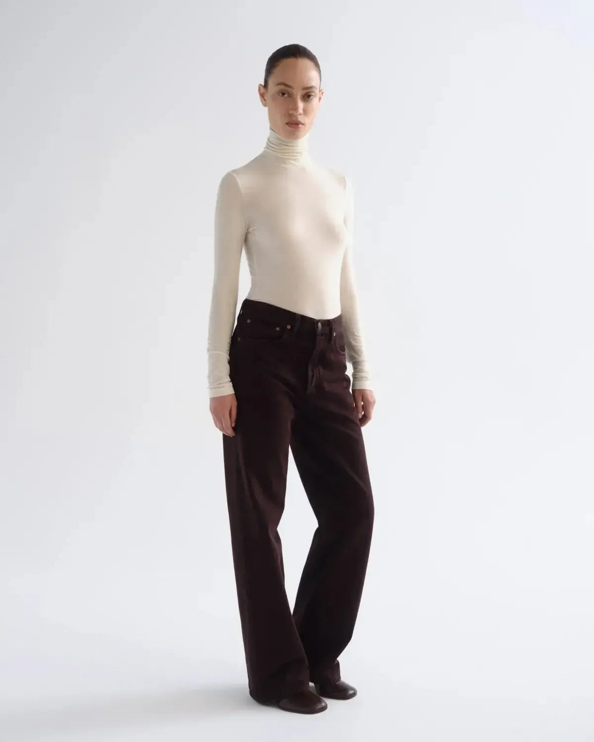 Agolde Pascale Turtleneck - Oat Milk-Hand In Pocket