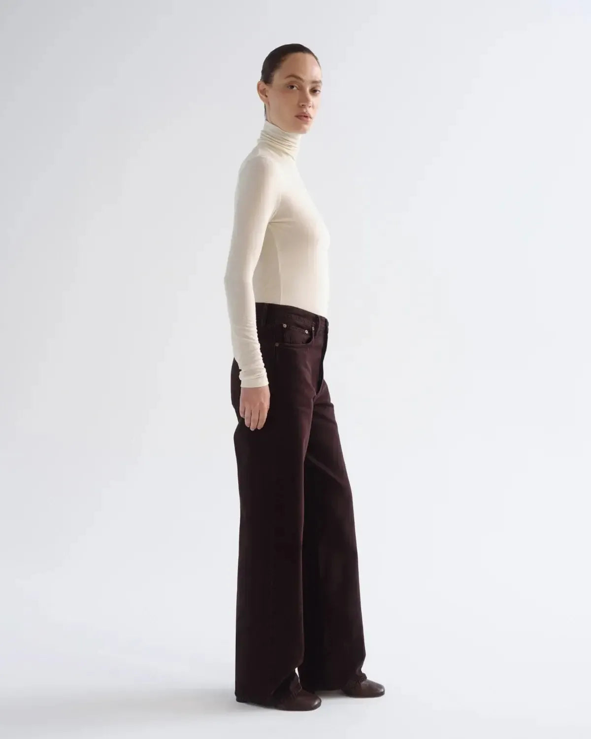 Agolde Pascale Turtleneck - Oat Milk-Hand In Pocket